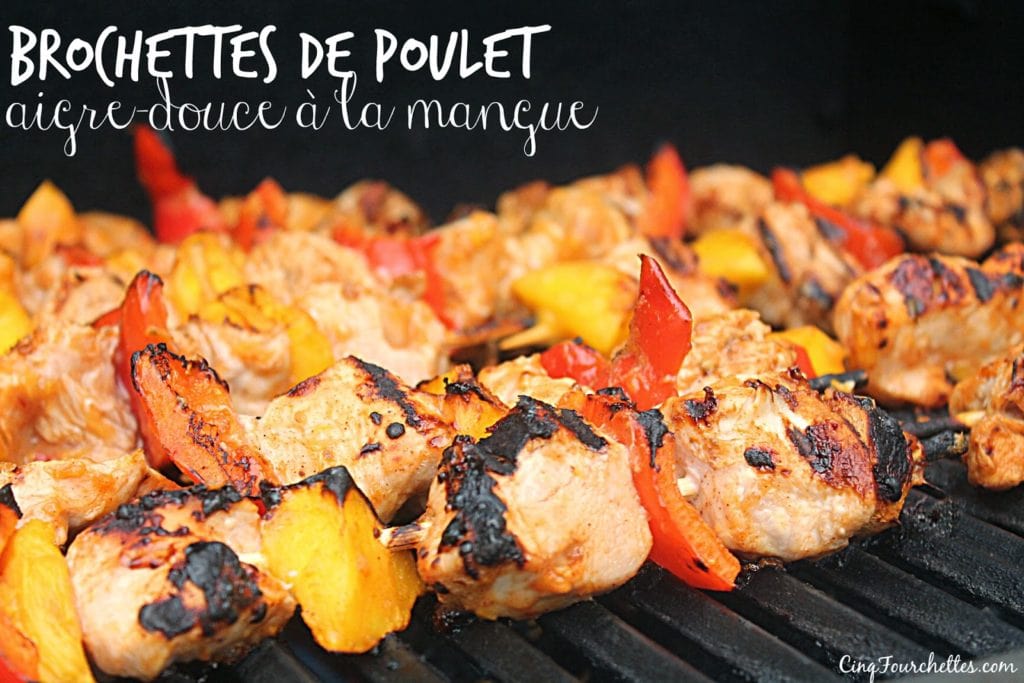 Brochettes de poulet aigre-douce à la mangue #BlueDragon - Cinq Fourchettes