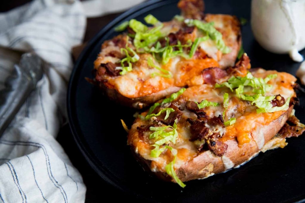 Accompagnement parfait : Patates douces farcies au bacon Cinq Fourchettes