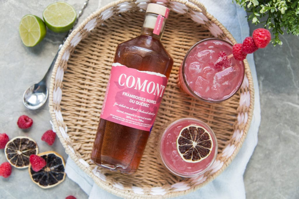 cocktails aux framboises gin framboise Comont Cinq Fourchettes lime limonade gingembre