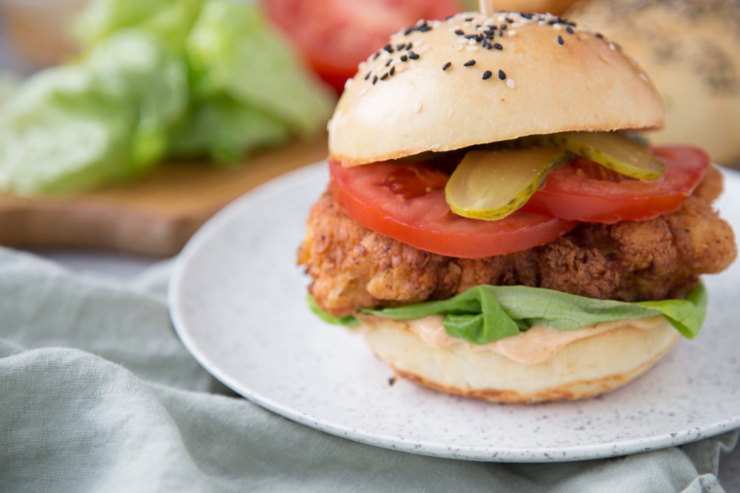 poulet frit burger sandwich Cinq Fourchettes