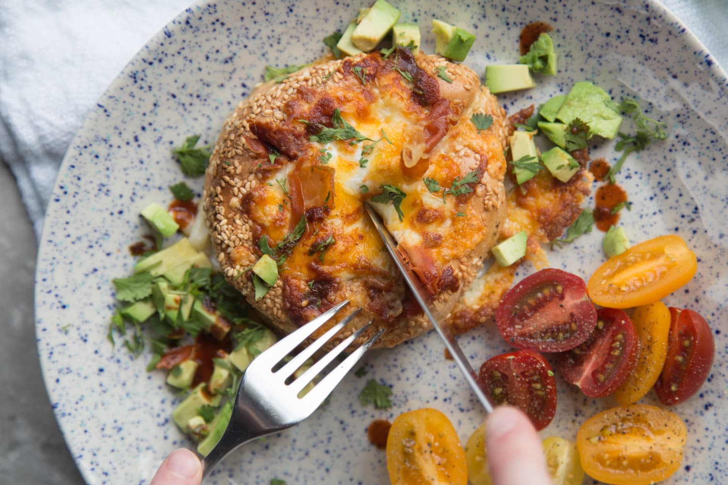 bagel tout garni oeufs gratine recette Cinq fourchettes airfryer