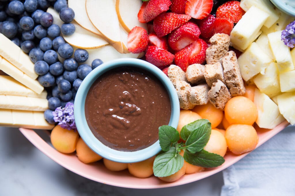 plateau trois trempettes fruits fruit 3 dip Cinq Fourchettes recipe