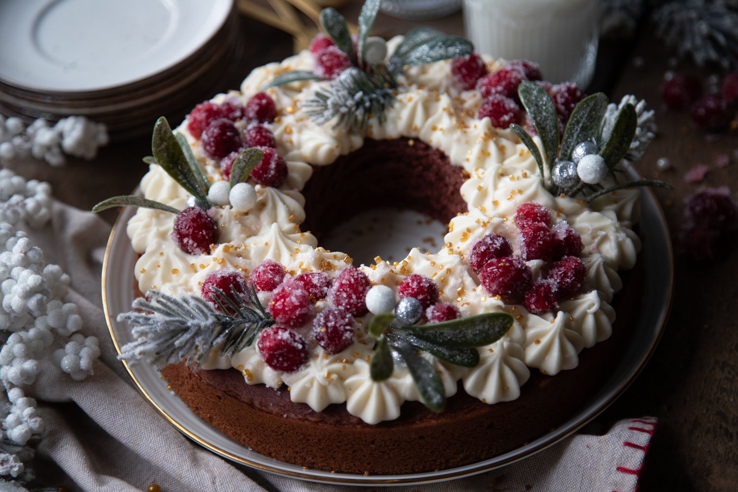 couronne noel red velvet cinq fourchettes recette recipe cake