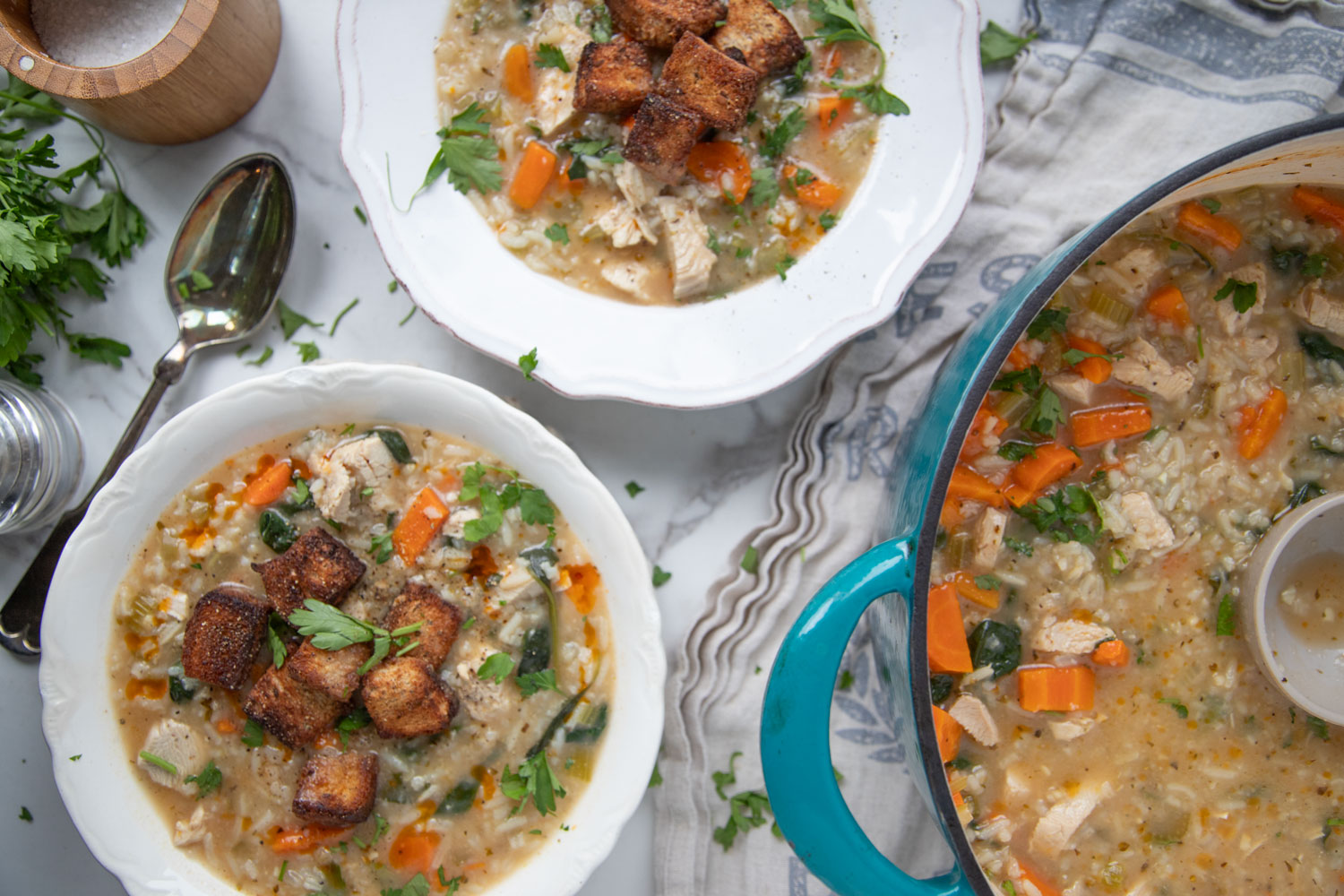 soupe au poulet et riz recette cinq fourchettes facile rapide